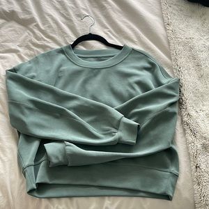Lululemon Perfectly Oversized Cropped Crew Tidewater Teal Sz 6